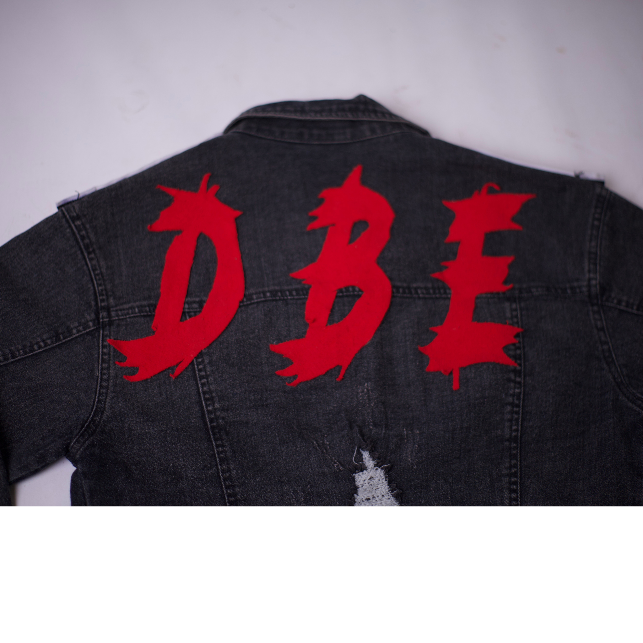 Patchwork Crop Black Denim