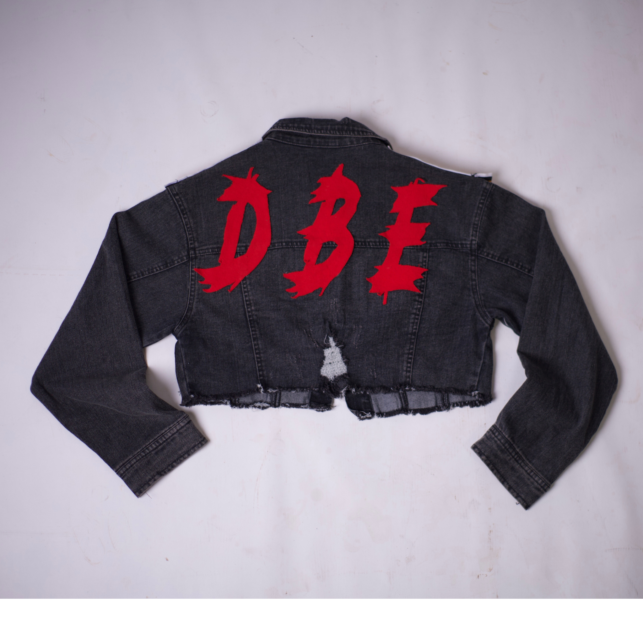 Patchwork Crop Black Denim