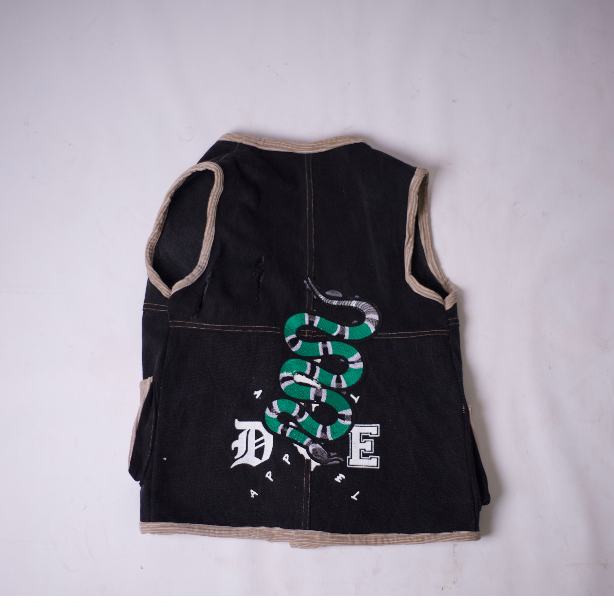 Cheetah Black Denim Vest